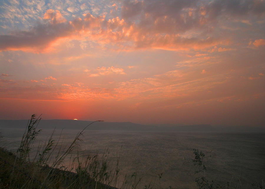 Sunset over Sea of Galilee Photograph by M Kathleen Warren