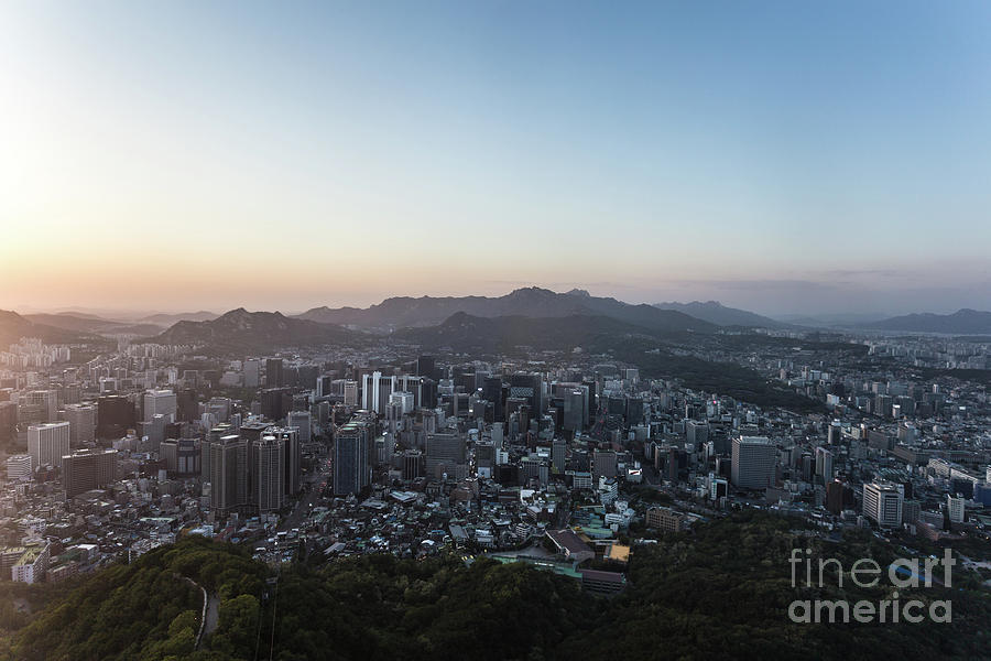 Sunset over Seoul in Korea Photograph by Didier Marti