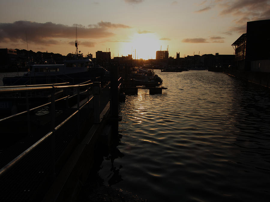 Sunset over Sutton Harbour Plymouth Photograph by Chris Day