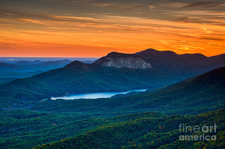 Sunset over Table Rock from Caesars Head State Park South Carolina Photograph by T Lowry Wilson