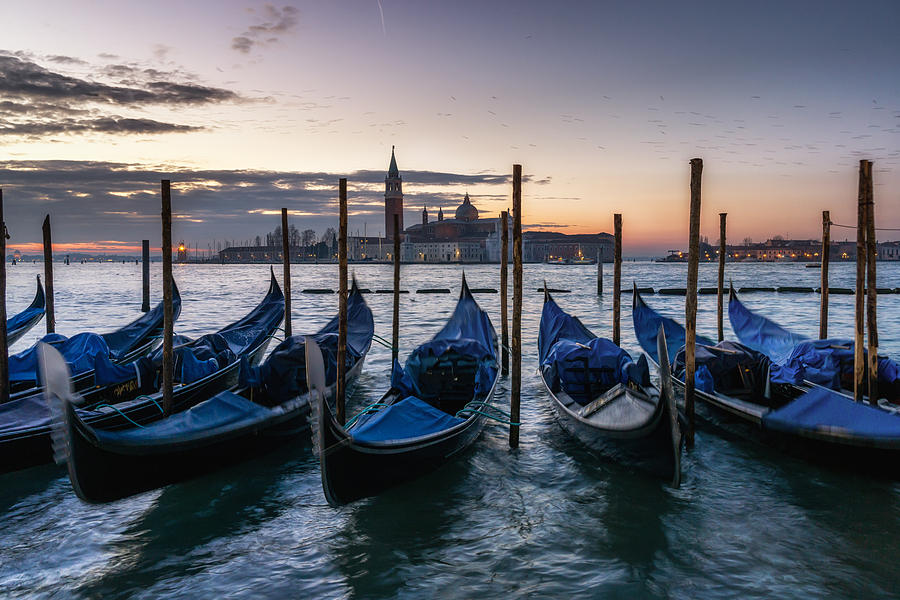 Church Of San Giorgio Maggiore Photograph - Sunset over the canal by Aaron Choi