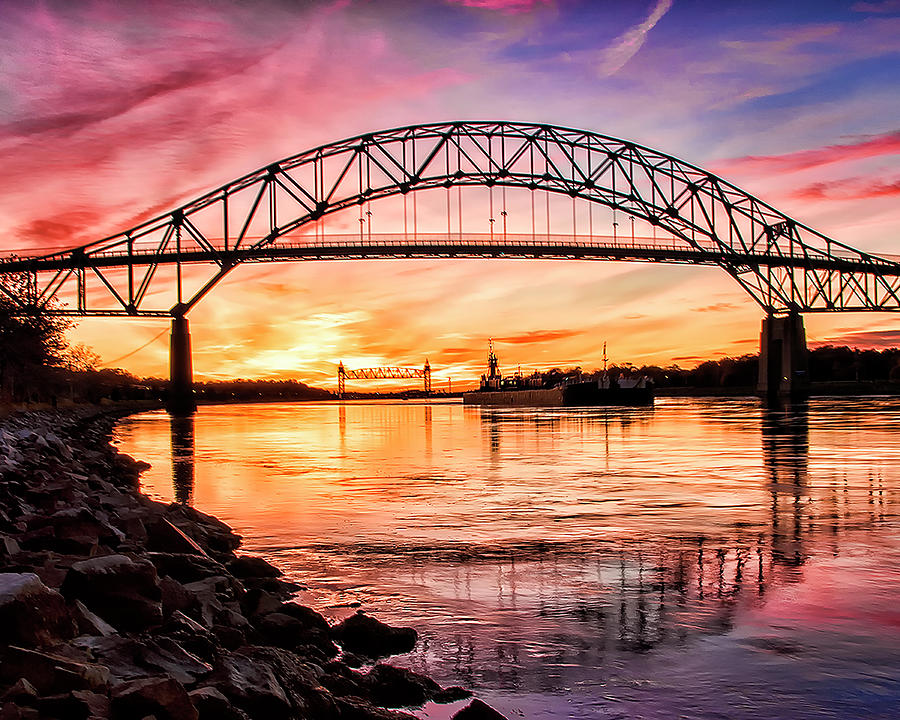 Bridge Photograph - Sunset Over The Canal by Karen Regan