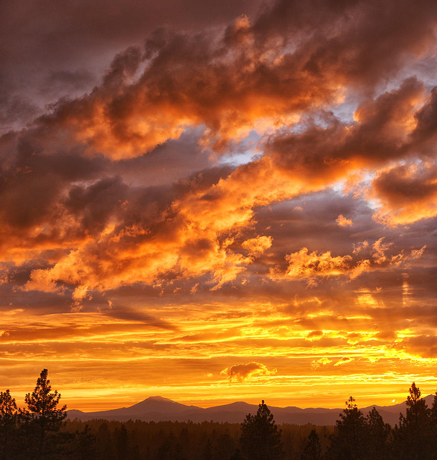Bend Photograph - Sunset over the Cascades by Christian Heeb