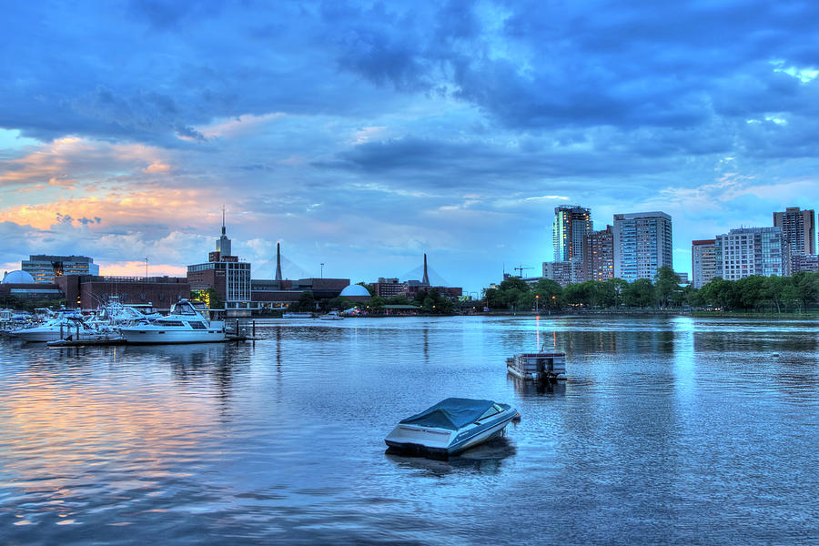 Sunset over the Charles River and the Museum of Science - Boston Photograph by Joann Vitali