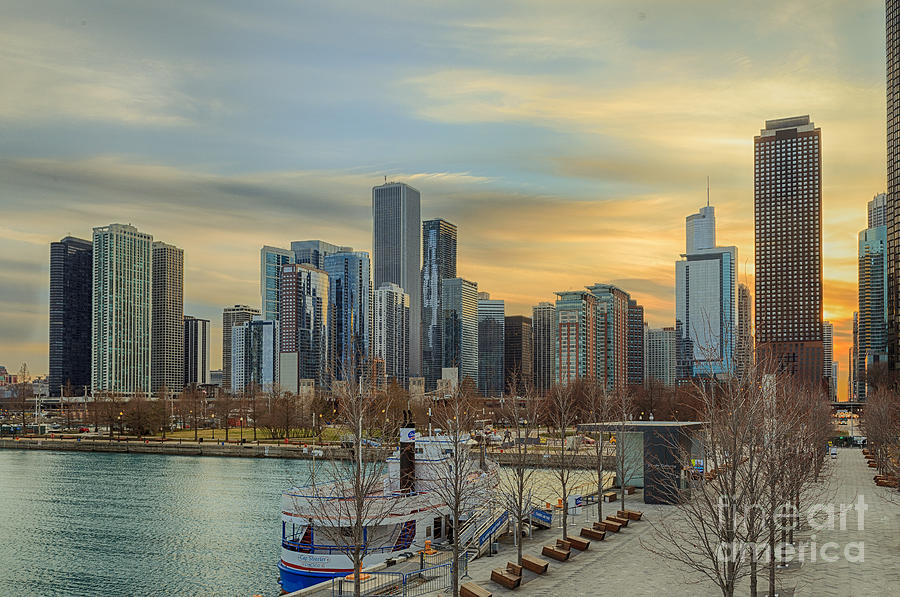 Chicago Photograph - Sunset Over the Chicago Skyline by Terri Morris