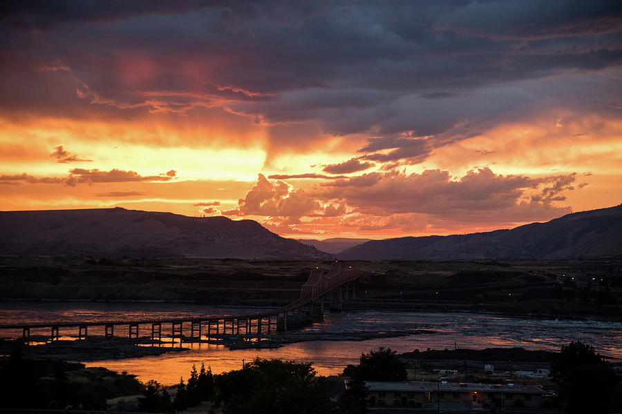 Sunset Over The Dalles Bridge 3 Photograph by Tom Cochran