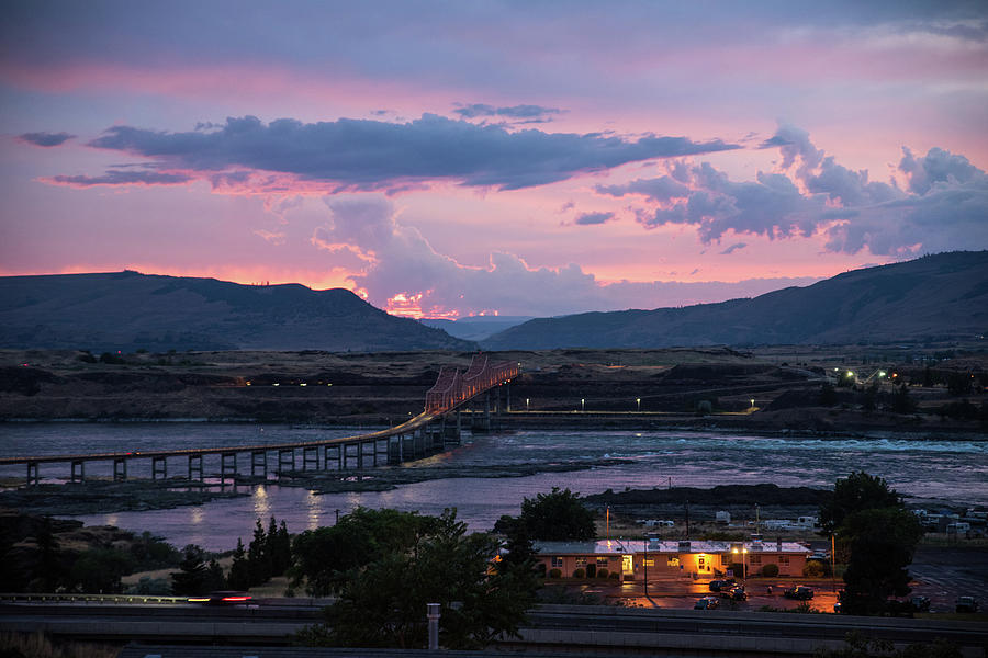 Sunset Over The Dalles Bridge 4 Photograph by Tom Cochran