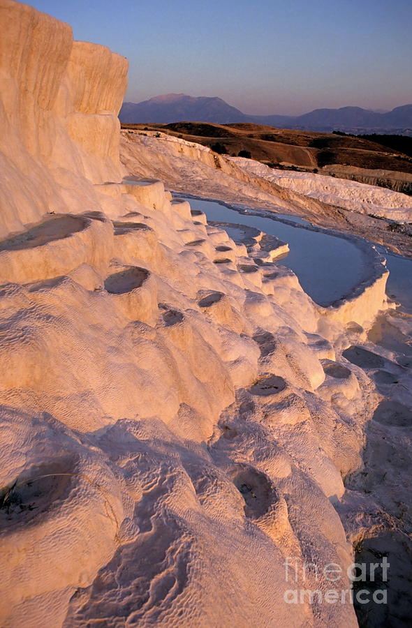 Nature Photograph - Sunset over the famous cotton castle pools of Pamukkale by Sami Sarkis
