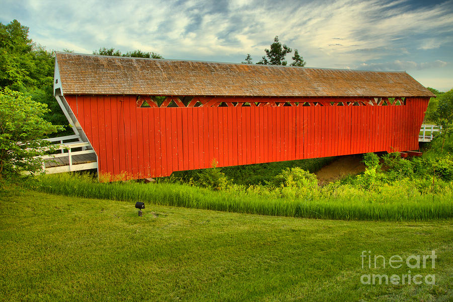 Sunset Over The Imes Covered Bridge Photograph by Adam Jewell