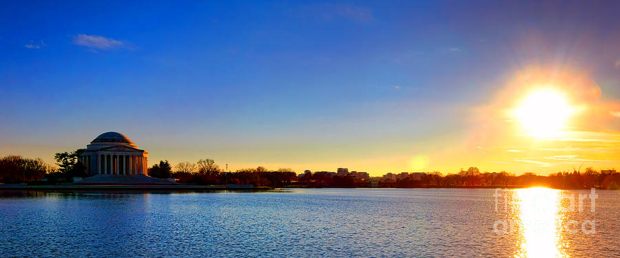 Sunset over the Jefferson Memorial  Photograph by Olivier Le Queinec