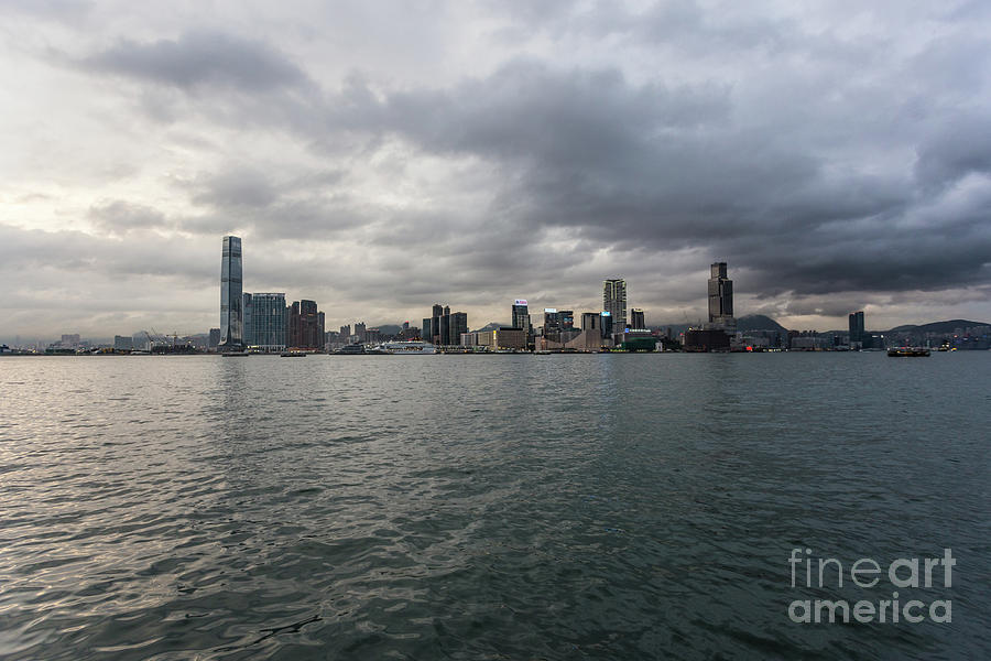 Sunset over the Kowloon skyline in Hong Kong Photograph by Didier Marti