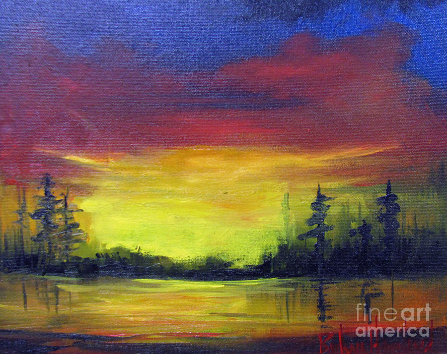 Sunset Over The Lake Painting by Barbara Haviland