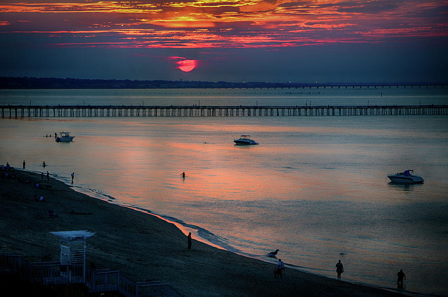 Sunset over the Lynnhaven Fishing Pier Photograph by Robert Anastasi