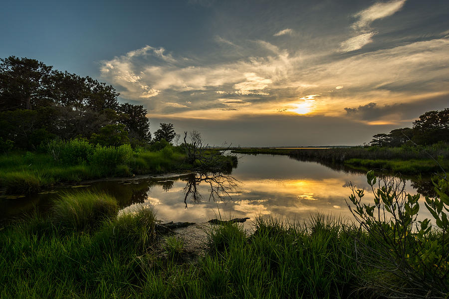 Sunset Photograph - Sunset over the marsh by Bret Gardner