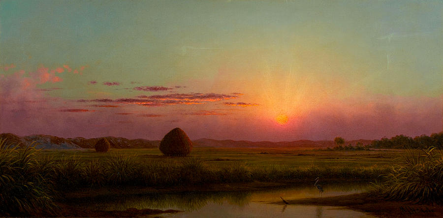 Martin Johnson Heade Painting - Sunset over the Marsh by Martin Johnson Heade