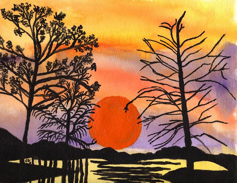 Sunset over the Northwest Painting by Connie Valasco