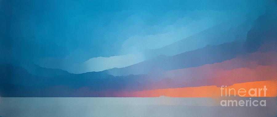 Sunset Painting - Sunset over the ocean by Edward Fielding