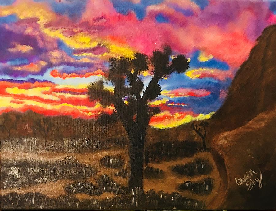 Sunset Over The Park Painting by Queen Gardner