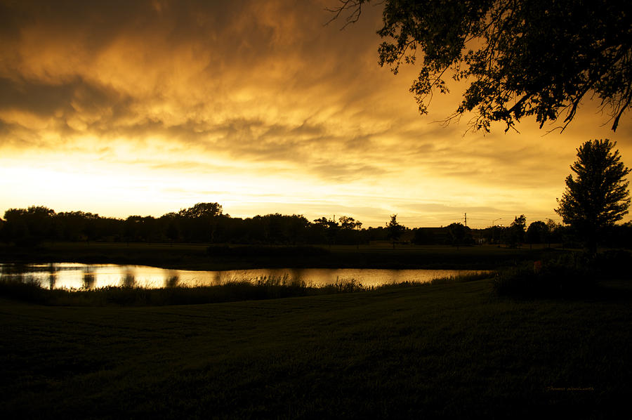 Sunset Photograph - Sunset Over The Pond Frankfort IL by Thomas Woolworth