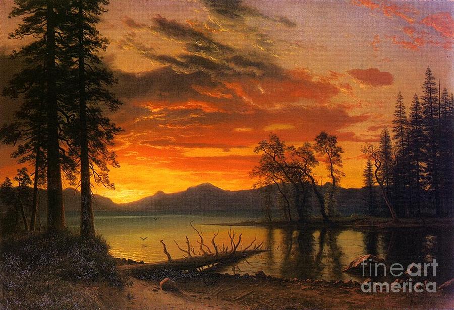 Sunset over the River Painting by MotionAge Designs