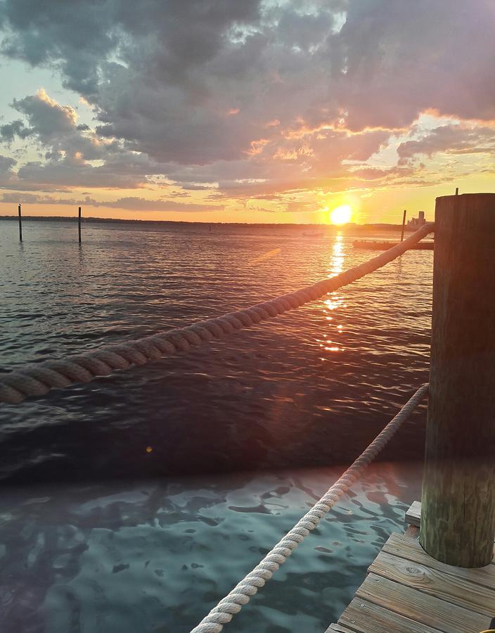 Sunset over the river, Fall River, MA Photograph by Diane Berard | Fine ...