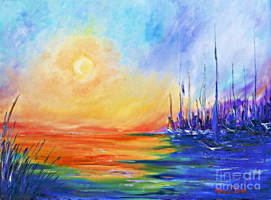Sunset Painting - Sunset over the sea by Amalia Suruceanu