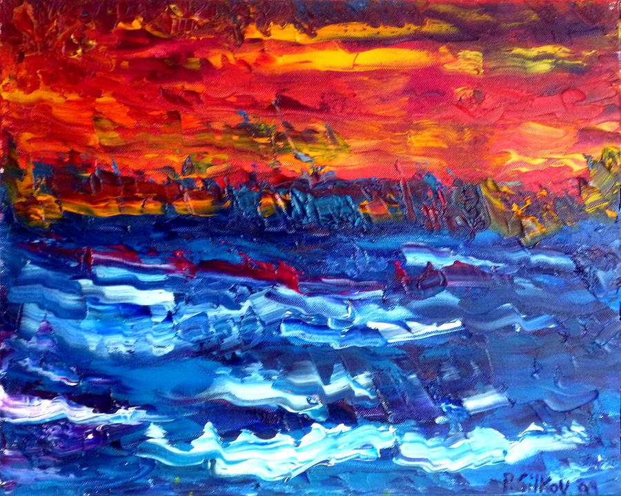 Sunset Painting - Sunset Over The Sea by Peter Silkov Sunset Painting - Sunset Over The Sea by Peter Silkov