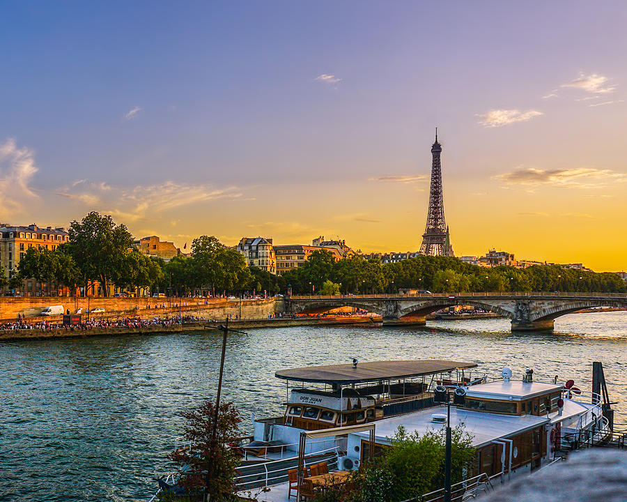 Paris Photograph - Sunset over the Seine in Paris by James Udall