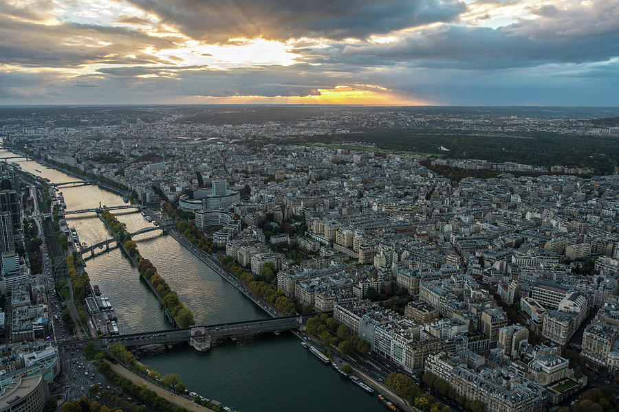 Paris Photograph - Sunset over the Seine in Paris by Mike Reid