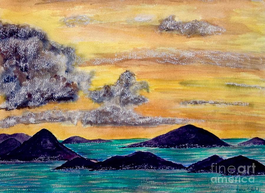 Sunset over The Virgin Islands Painting by Joan-Violet Stretch