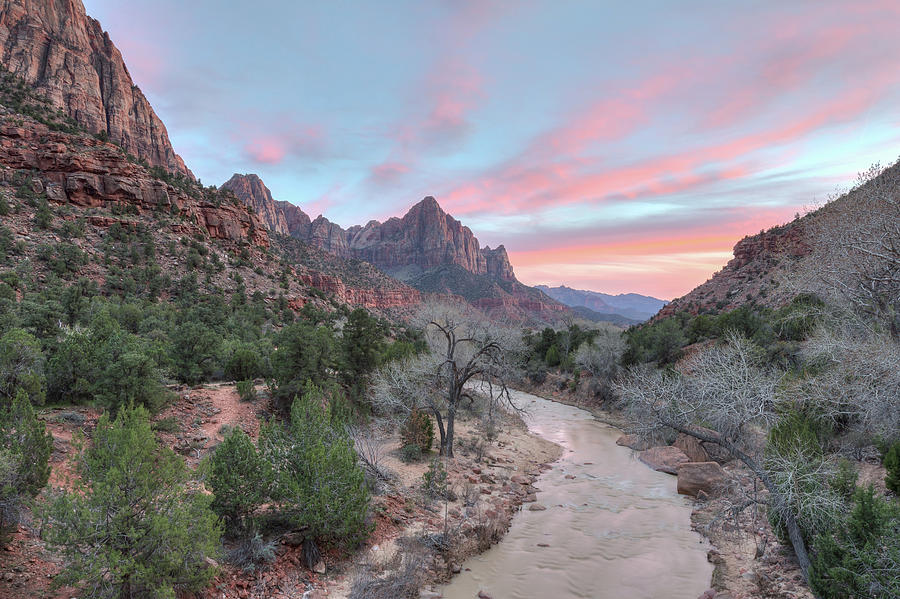 Sunset over The Watchman Photograph by Paul Schultz