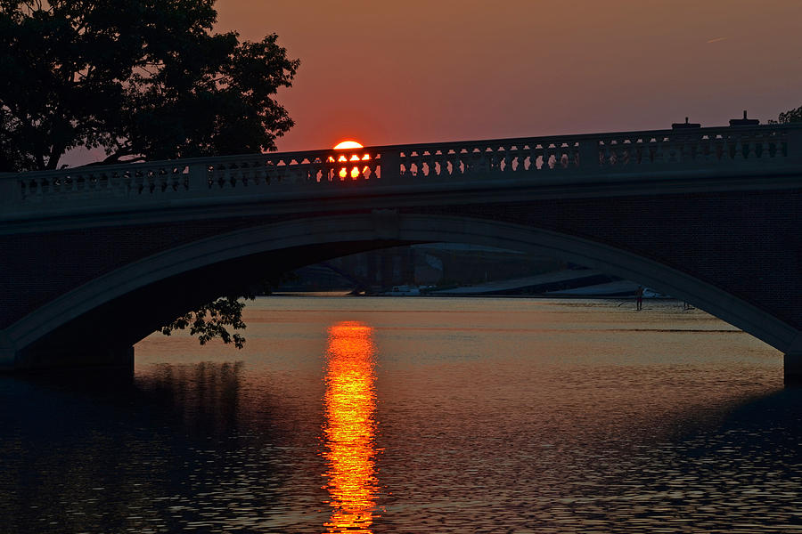 Sunset over the Weeks Bridge Harvard Square Photograph by Toby McGuire
