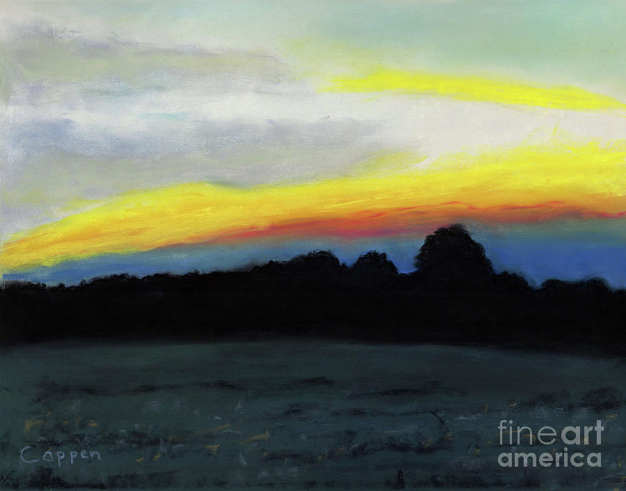 Sunset over the Wood Pastel by Robert Coppen