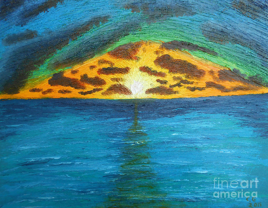 Sunset Over Troubled Waters Painting