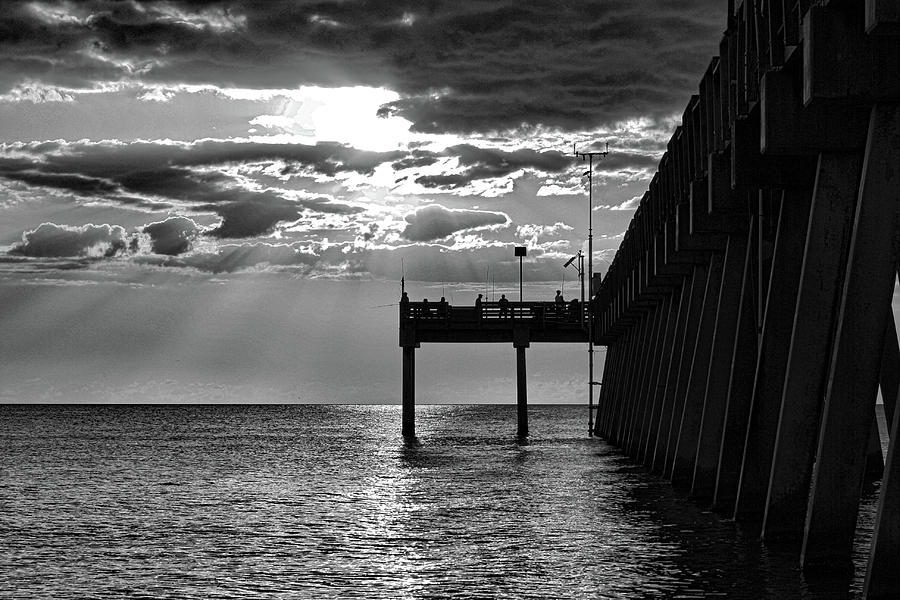 Sunset Over Venice Pier in BW Photograph by Selena Lorraine - Fine Art ...