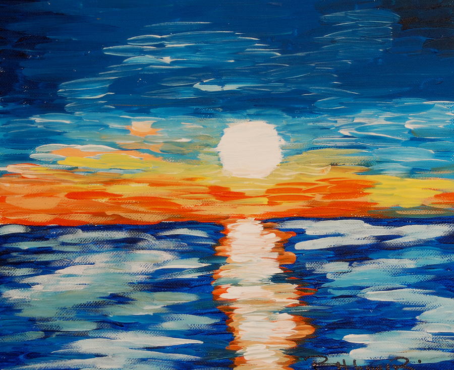 water sunset painting