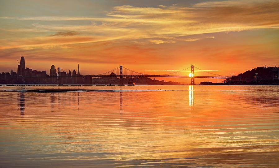 Oakland Photograph - Sunset over water - it never gets old by Peter Thoeny