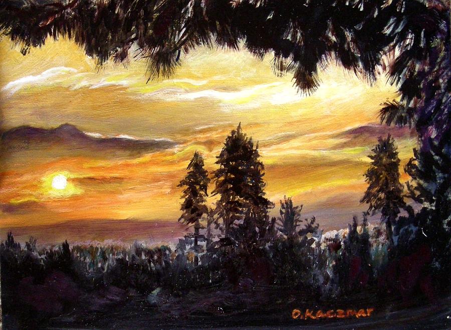 Sunset over Wrightwood Painting by Olga Kaczmar