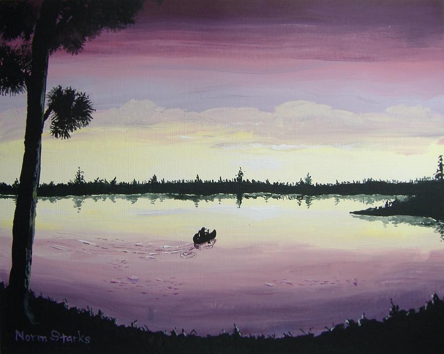 Sunset Painting - Sunset Paddle by Norm Starks