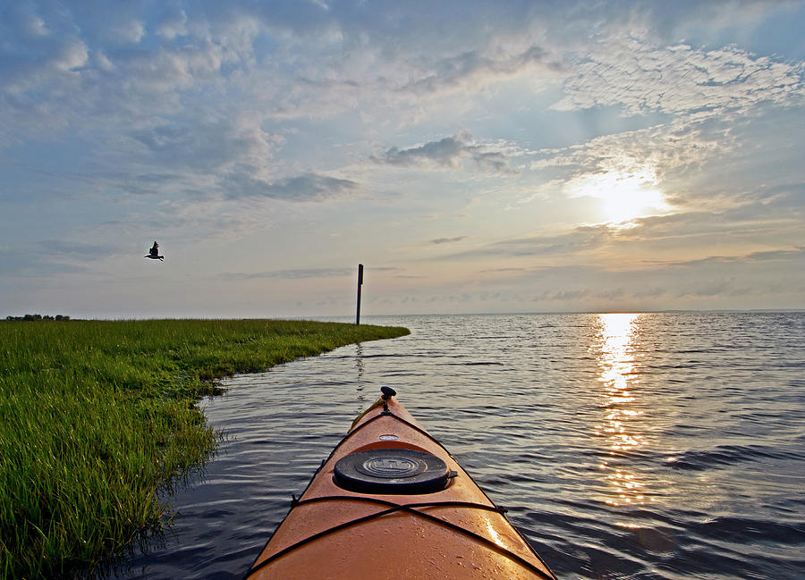 Sunset Paddle on Chincoteague Bay - Maryland Photograph by Brendan Reals