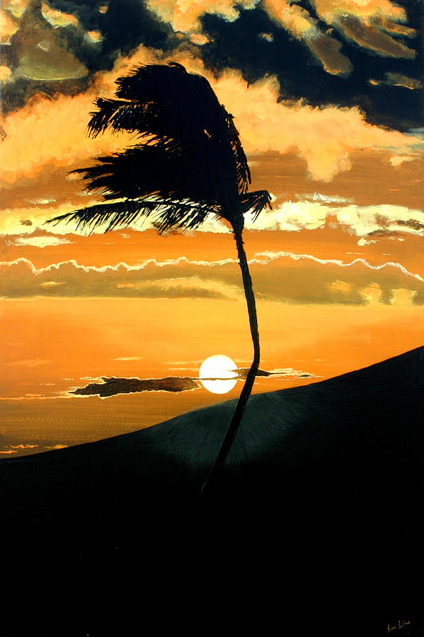 Sunset palm Painting by Pierre Leclerc Photography