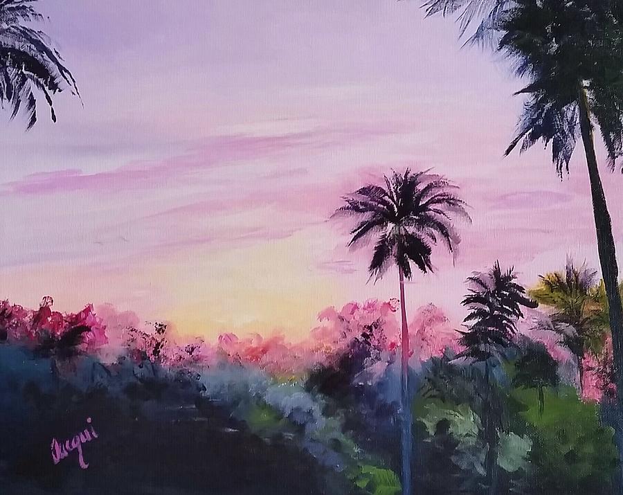 Sunset Palms Painting by Jacqueline Whitcomb