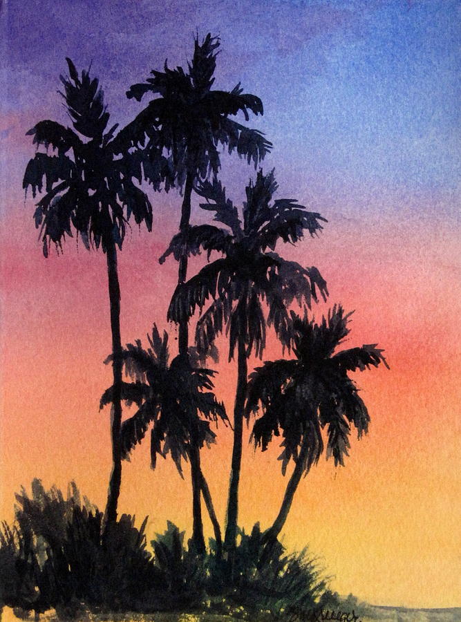 Sunset Palms Painting by Suzanne Krueger
