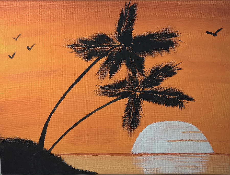 Sunset Palms Painting by Eseret Art