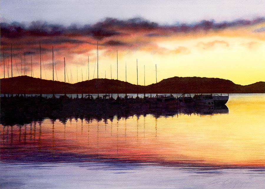 Sunset Panorama Left Side Painting by Cory Calantropio