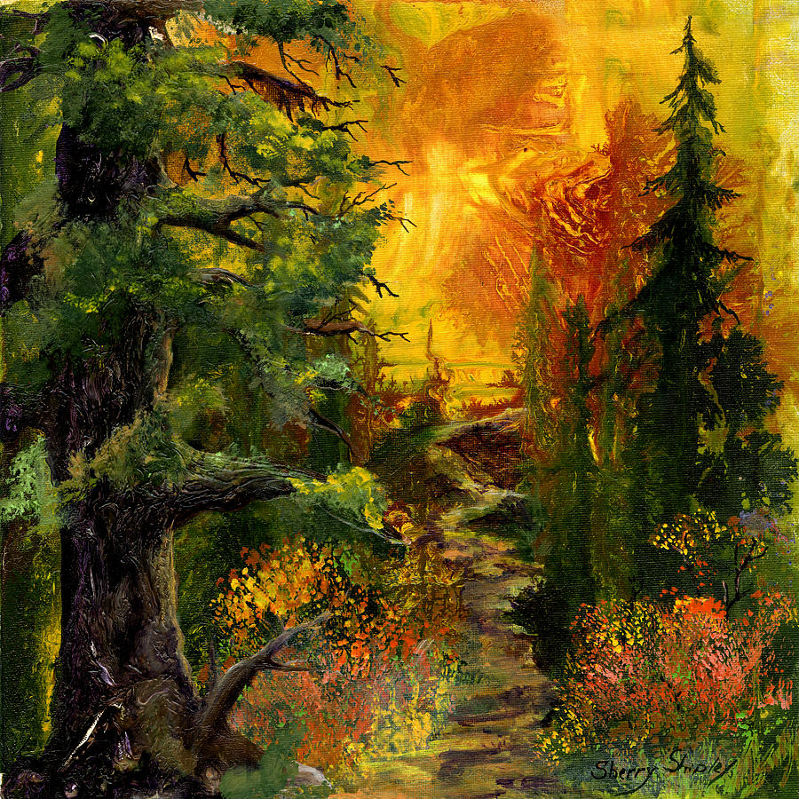 Sunset Painting - Sunset Path by Sherry Shipley