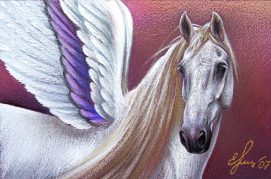 Pegasus Drawing - Sunset Pegasus by Elena Kolotusha