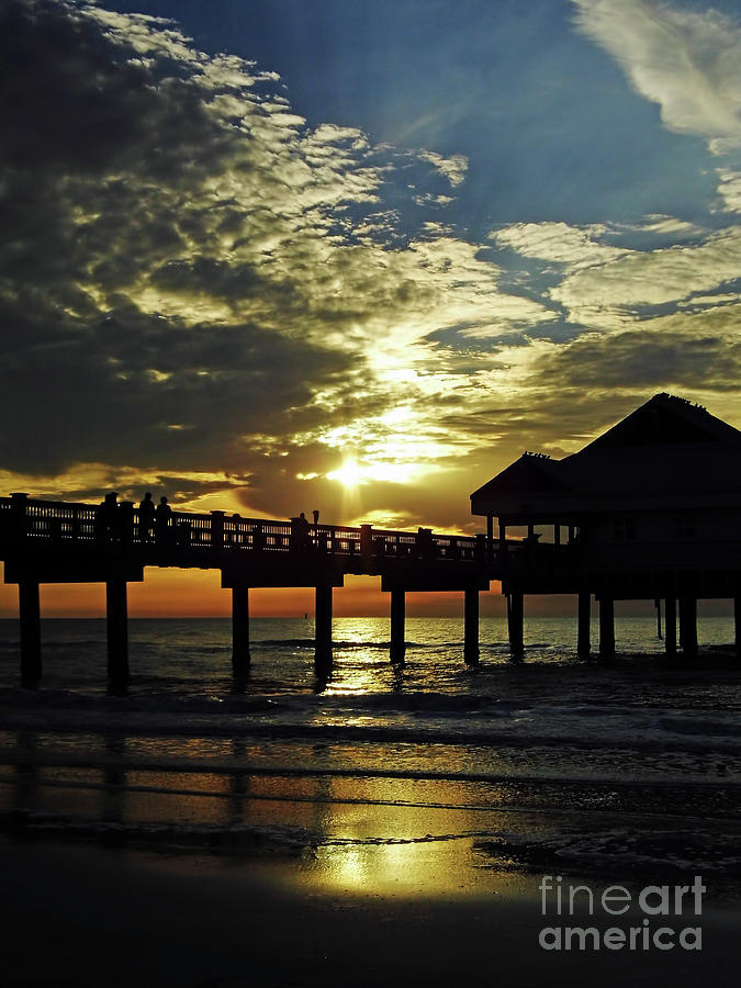Sunset Photograph - Sunset Pier Reflection by D Hackett