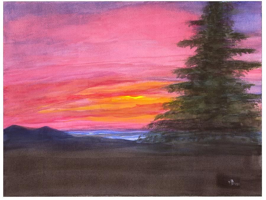 Sunset Pine Painting by David Bartsch