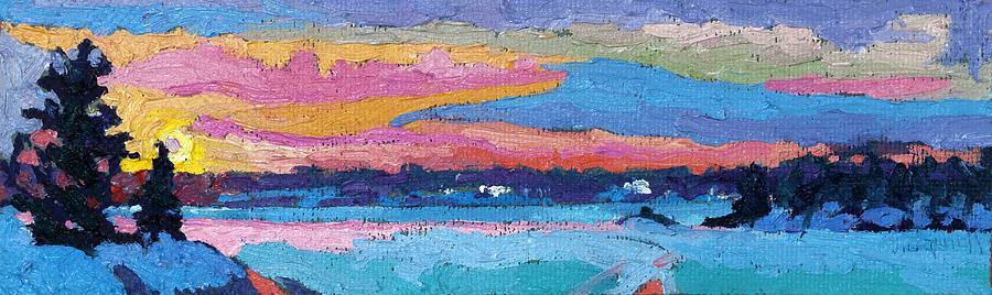 Sunset Pink Snow Painting by Phil Chadwick